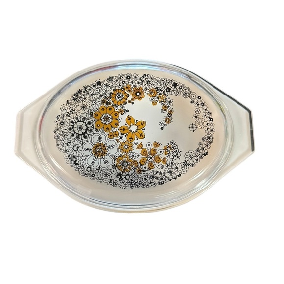 Vintage Floral Bubbles Casserole 2.5 QT Yellow Oval Original Floral Lid - Picture 1 of 8